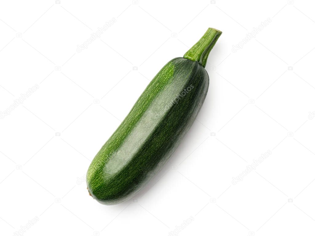 Fresh zucchini isolated on a white background. Top view