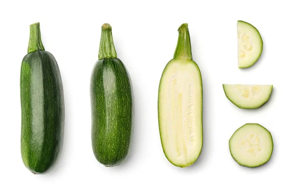 Sammlung Von Zucchini Isoliert Auf Weißem Hintergrund Set Aus Mehreren — Stockfoto