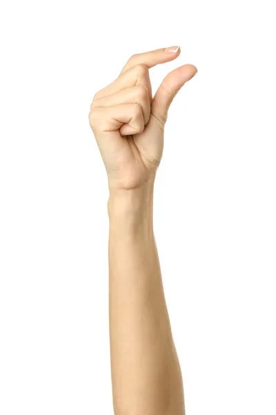 Donner, atteindre ou tenir la main. Femme main geste isolé sur blanc — Photo
