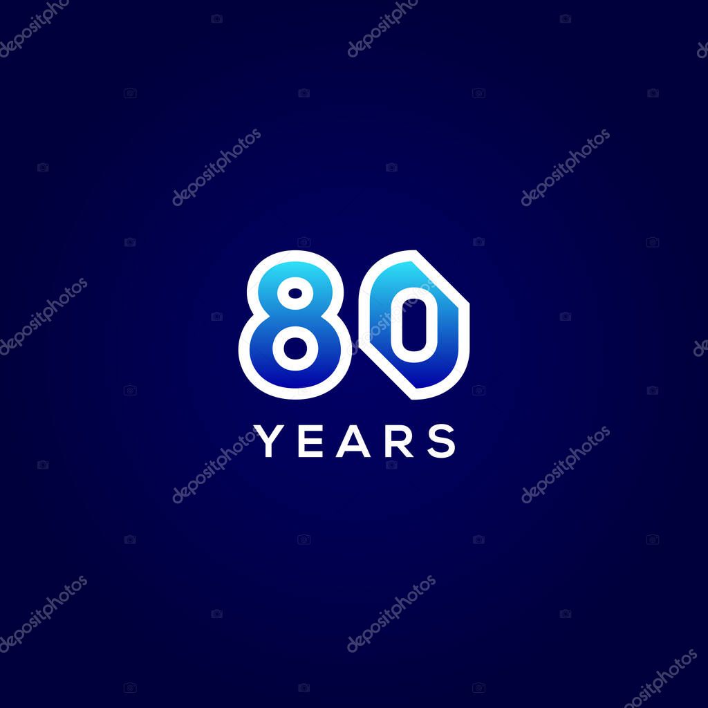 80 Years Anniversary Gradient Number Vector Design