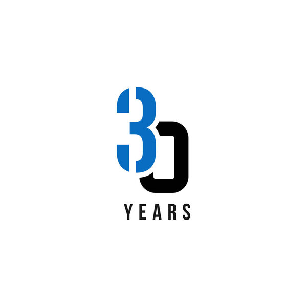 30 лет синий и черный векторный дизайн

