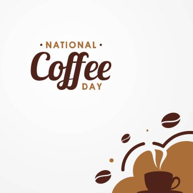 Mutlu Kahve Günü Vektör Tasarım Çizimi