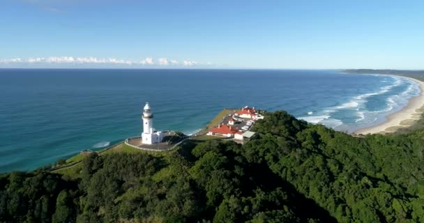 Byron Bay Vuurtoren Top Van Landtong Het Meest Oostelijke Punt — Stockvideo