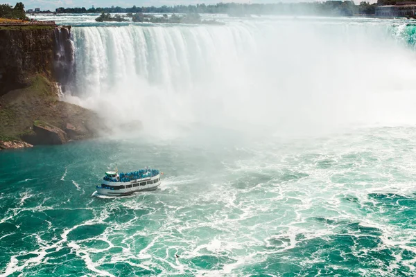 Aerial Top Landscape View Niagara Falls Tour Boat Water Canada — Stock Photo, Image