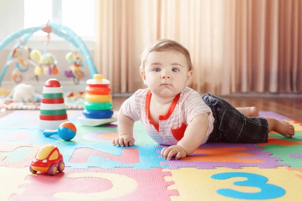 Portrait Cute Adorable Blond Caucasian Smiling Child Boy Blue Eyes — Stok Foto