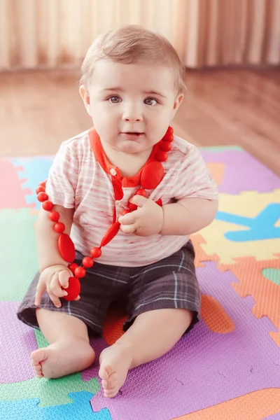 Ritratto Carino Adorabile Biondo Caucasico Sorridente Bambino Ragazzo Con Gli — Foto Stock