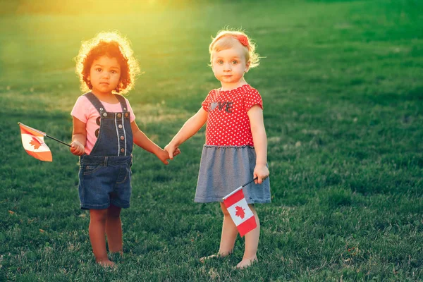 Happy Adorable Little Blond Caucasian Hispanic Latin Girsl Smiling Holding — Stock Photo, Image