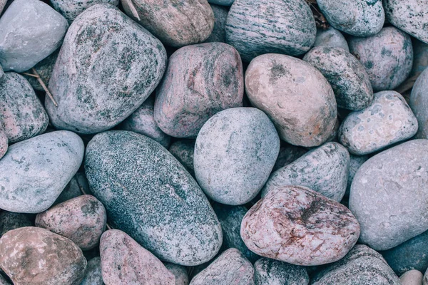 Closeup Big Huge Large Grey Pink Blue Stones Rocks Pebbles — Stock Photo, Image