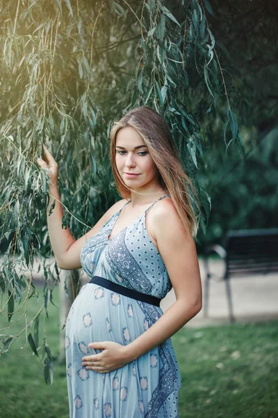 Feliz Embarazo Saludable Maternidad Retrato Una Joven Mujer Caucásica Embarazada —  Fotos de Stock