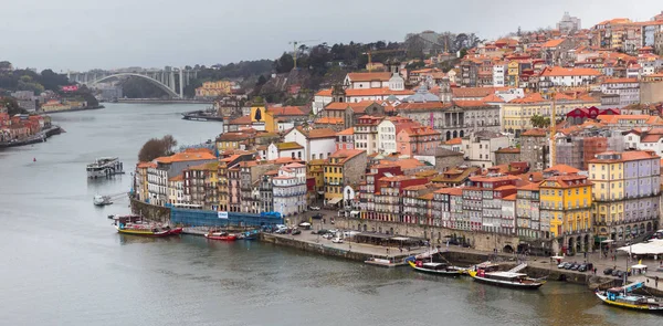 Porto Portugal Febrero 2017 Vista Del Barrio Ribeira Desde Antiguo — Foto de Stock