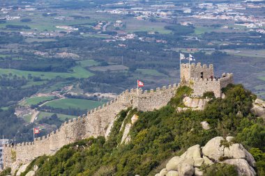 Sintra, Lizbon bölgesi, Portekiz Mağribi kale üzerinden doğal görünüm