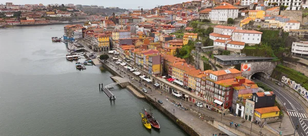 Porto Portugal Februari 2017 Weergave Van Wijk Ribeira Uit Oude — Stockfoto