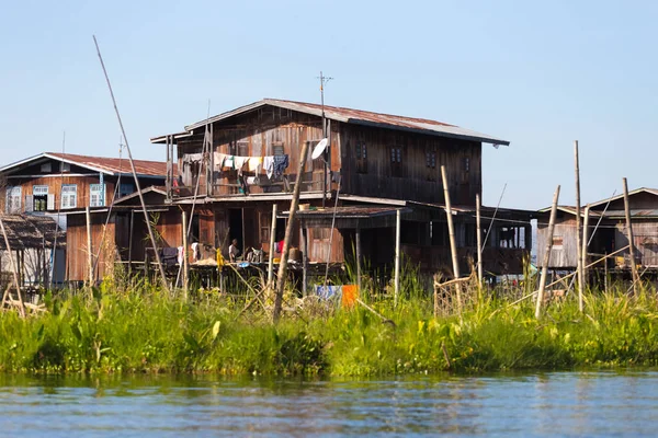 Inle Lake Myanmar November 2014 Schwimmende Dörfer Von Inle Lake — Stockfoto