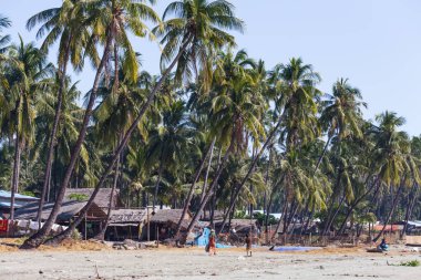 Ngapali, Myanmar - 03 Aralık 2014: Thandwe Köyü, Ngapali beach, Myanmar