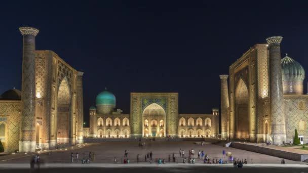 Délai Sur Place Registan Nuit Samarkand Ouzbékistan — Video