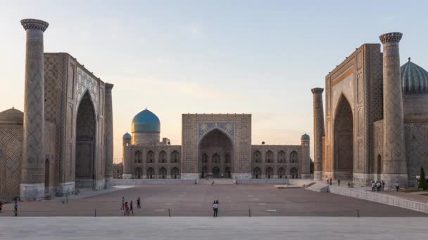 Časová Prodleva Náměstí Noci Samarkandu Uzbekistán — Stock video