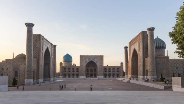 Délai Sur Place Registan Nuit Samarkand Ouzbékistan — Video