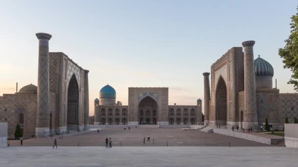 Délai Sur Place Registan Nuit Samarkand Ouzbékistan — Video