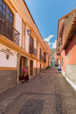 La Paz, Bolivya - 30 Eylül 2018: Bolivya 'nın tarihi merkezi La Paz' da