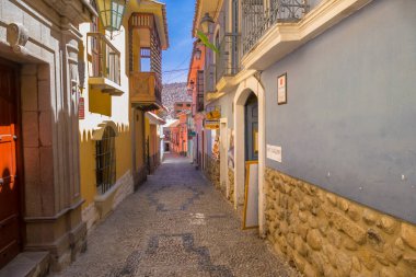 La Paz, Bolivya - 30 Eylül 2018: Bolivya 'nın tarihi merkezi La Paz' da