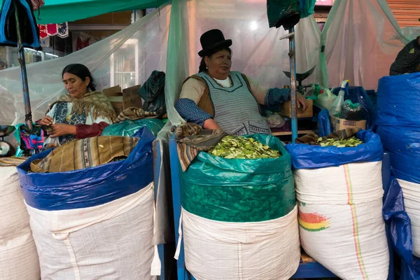 Paz Bolívia Setembro 2018 Mulher Com Uma Barraca Mercado Paz — Fotografia de Stock