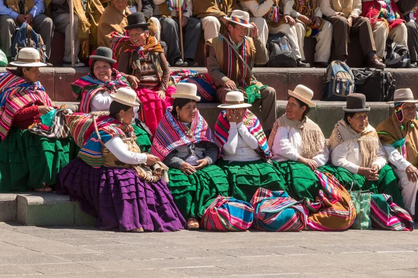 Paz Bolivia Septiembre 2018 Gente Con Ropa Tradicional Plaza San — Foto de Stock