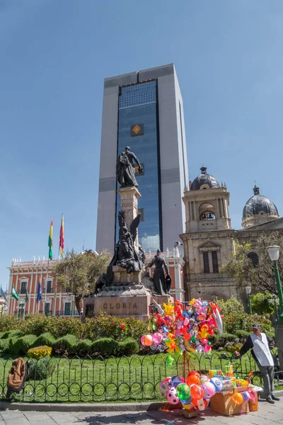 Paz Bolivia Settembre 2018 Passeggiate Plaza Murillo Con Palazzo Presidenziale — Foto Stock