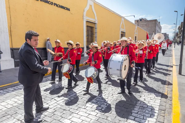 Arequipa Peru Září 2018 Průvod Hlavního Náměstí Plaza Armas Arequipa — Stock fotografie