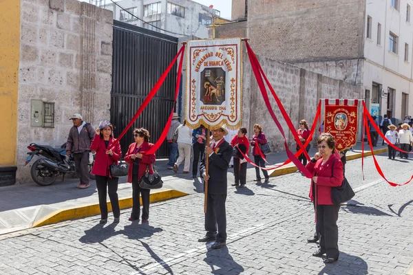Арекипа Перу Сентября 2018 Года Религиозное Шествие Возле Главной Площади — стоковое фото