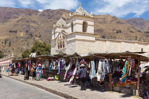 Maca Perú Septiembre 2018 Mercado Productos Artesanales Textiles Hechos Mano — Foto de Stock