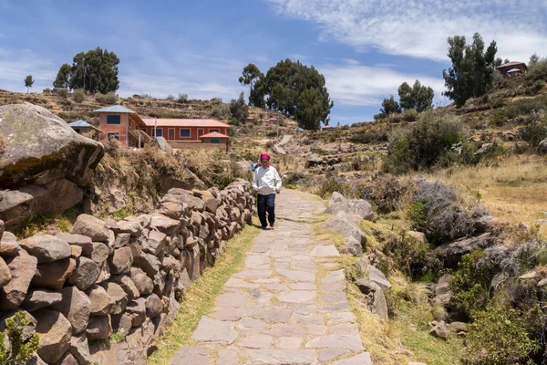 Taquile Peru September 2018 Man Taquile Island Lake Titicaca Peru — Stockfoto