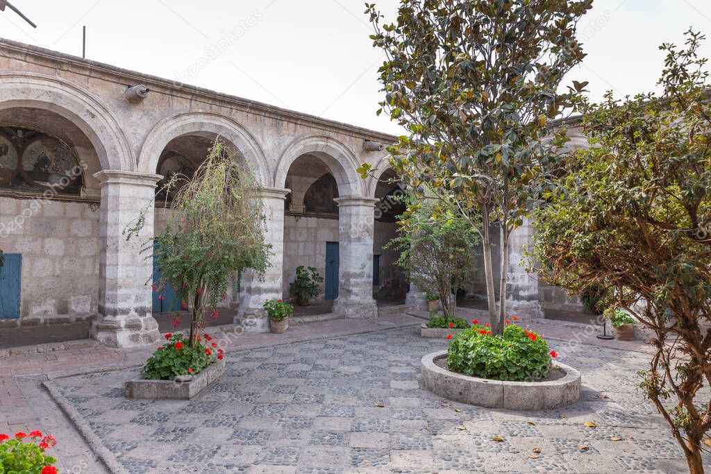 Santa Catalina Monastery, religious colonial monument with more than four centuries old, in Arequipa, Peru