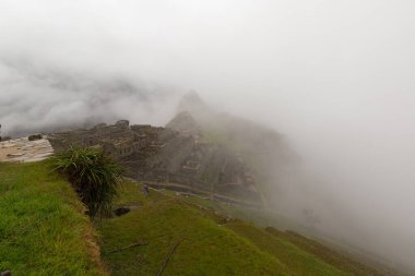 Sabah Machu Picchu 'da bulutlar, Cusco, Peru yakınlarında