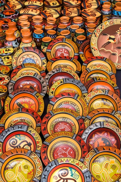 Cerâmica Colorida Mercado Artesanato Pisac Perto Cusco Peru — Fotografia de Stock