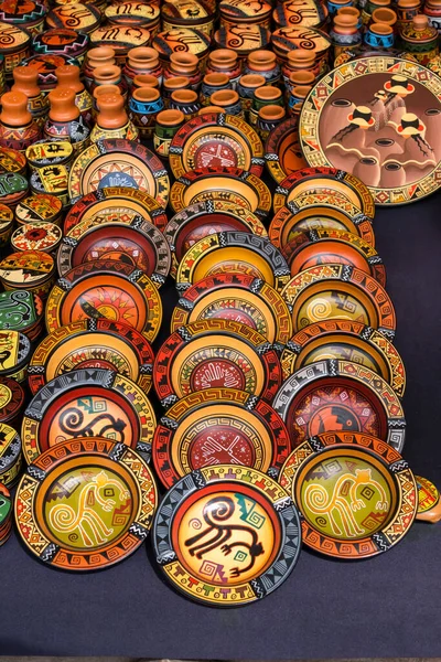 Cerâmica Colorida Mercado Artesanato Pisac Perto Cusco Peru — Fotografia de Stock