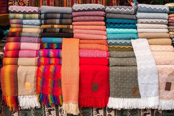Tissu Textile Artisanal Traditionnel Péruvien Coloré Marché Cusco Pérou Amérique — Photo