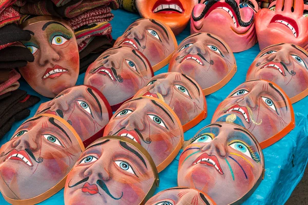 Tradiční Festivalové Masky Řemeslném Trhu Pisac Nedaleko Cusca Peru Různé — Stock fotografie