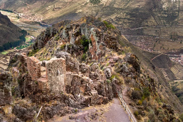Vista Las Ruinas Antigua Ciudad Inca Pisac Cerca Cusco Perú —  Fotos de Stock