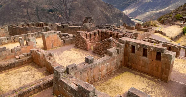 Kilátás Romok Ősi Inka Város Pisac Közel Cusco Peru — Stock Fotó
