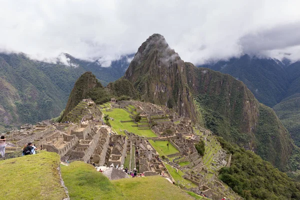 Мачу Пікчу Перу October 2018 Вид Туристів Які Відвідують Руїни — стокове фото