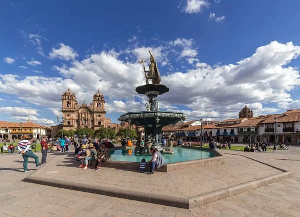 Cusco Peru October 2018 View People Who Relax Historical Central — Stock Photo, Image