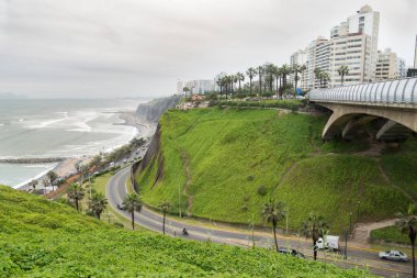Lima, Peru - 11 Ekim 2018: Lima, Peru 'daki Miraflores Town manzaraları