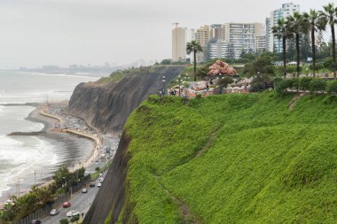 Lima, Peru - 11 Ekim 2018: Lima, Peru 'daki Miraflores Town manzaraları