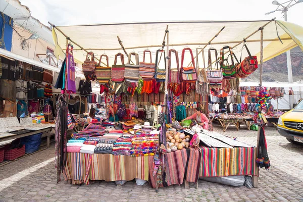 Pisac Perú Octubre 2018 Tela Textil Artesanal Tradicional Peruana Mercado — Foto de Stock