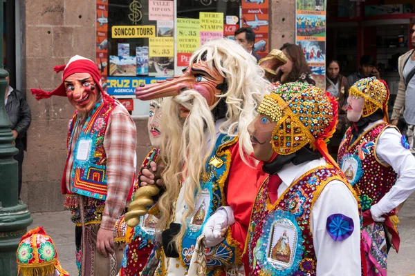 Куско Перу Октябрь 2018 Люди Принимают Участие Религиозном Параде Богородицы — стоковое фото