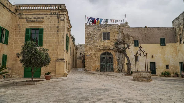Passeggiando Lungo Strade Medievali Della Vecchia Mdina Malta — Foto Stock
