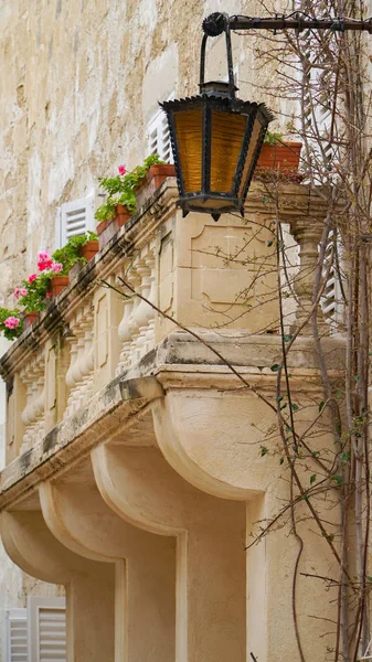 Mdina Malta Oświetlenie Uliczne Starożytnych Średniowiecznego Miasta Mdina Mdina Jest — Zdjęcie stockowe