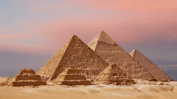 Giza Valley, Kahire, Mısır büyük piramitlerin Timelapse — Stok video