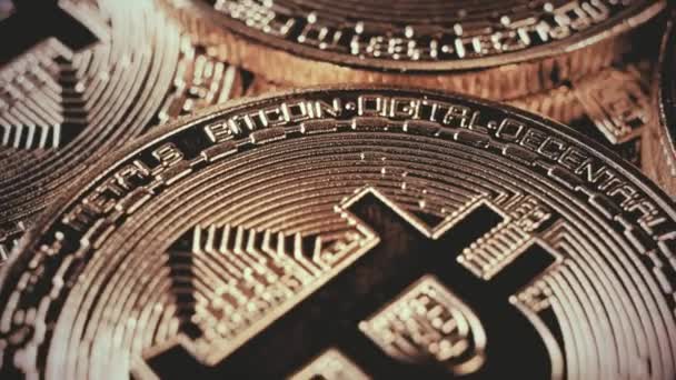 Kripto altın Bitcoin - Btc - Bit sikke para birimi. Makro Kripto Döviz Alım Bitcoin paralar dönen kararları. Döngü sorunsuz imkanı. — Stok video
