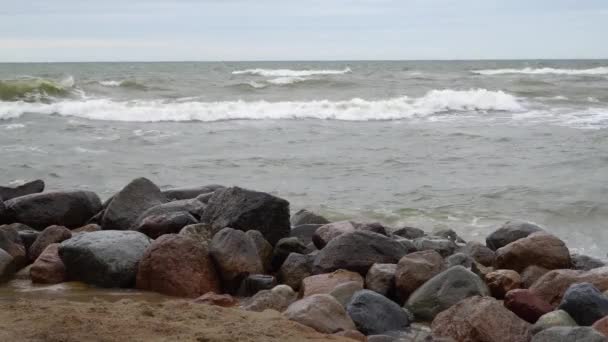 Palanga, Litauen. Sandkysten i Østersøen . – Stock-video